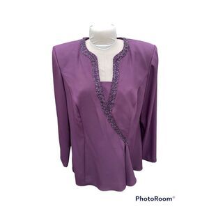 Lady Nah Nah Beaded Dressy Top Deep Plum Sz. 16W